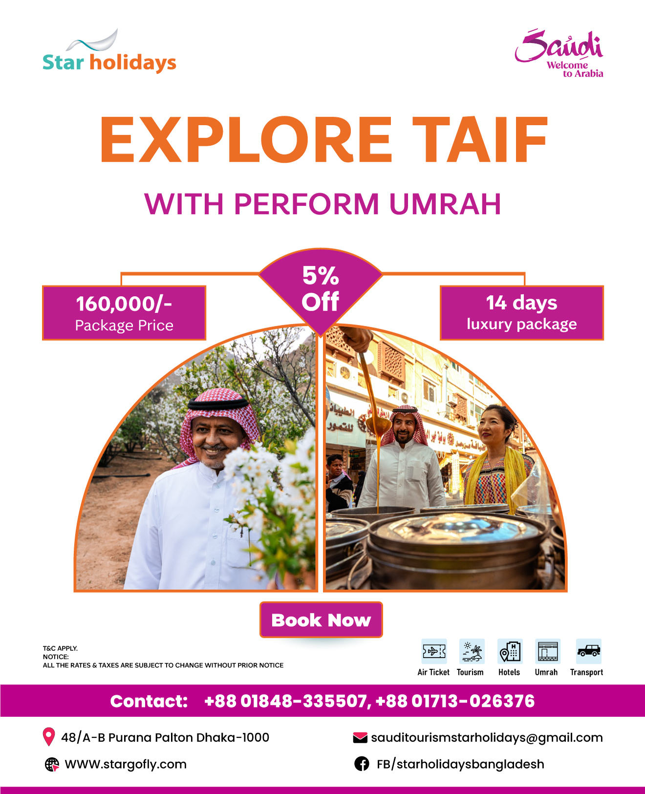 Exclusive Umrah + Taif Tour Package