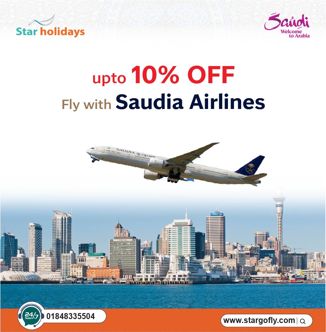 Upto 10% Discount on Saudi Airlines Flights