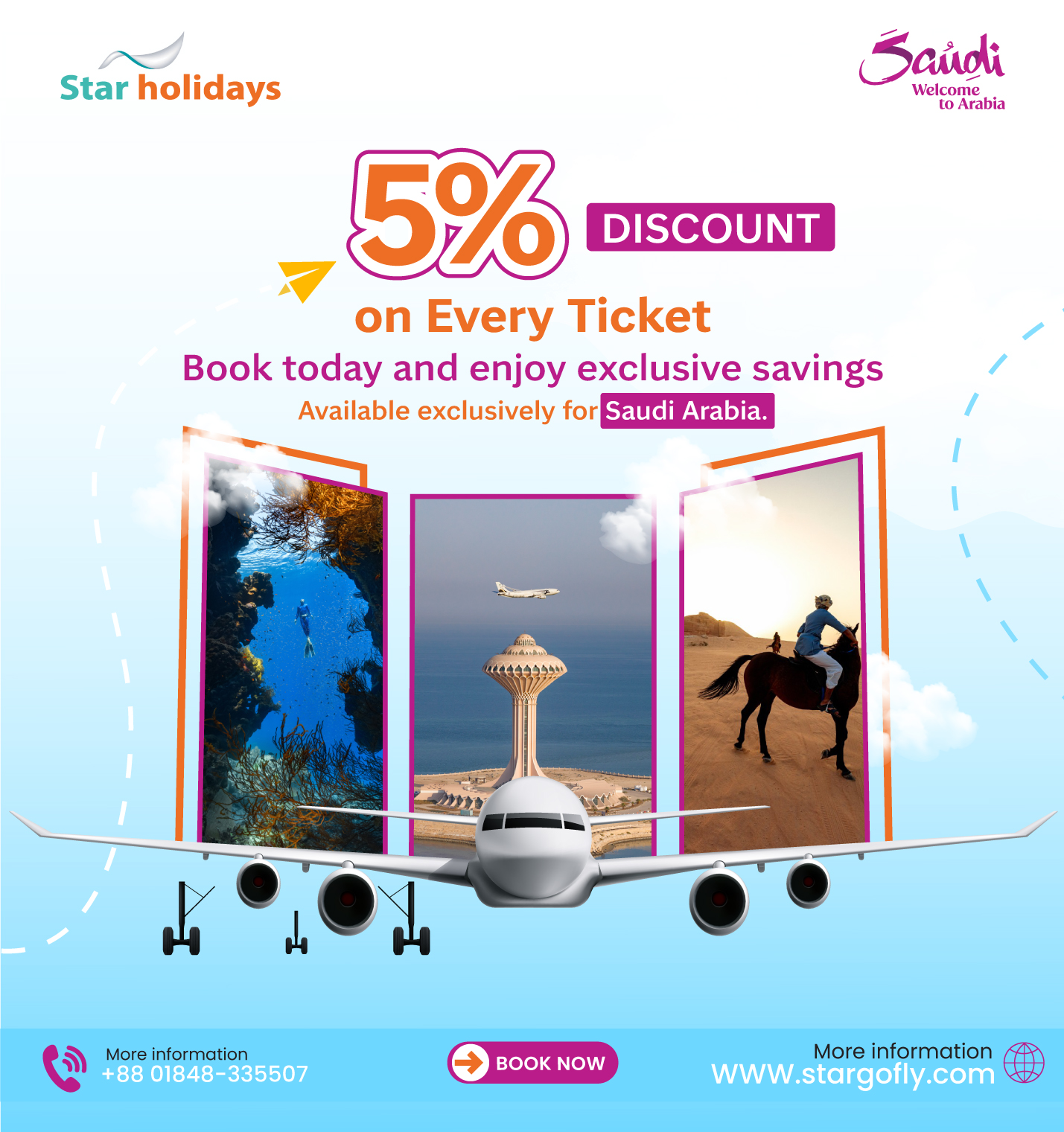 Save 5% on all air tickets to Saudi Arabia